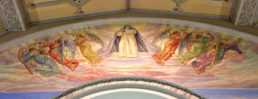 Fresco de color de la iglesia de Santa Amelia, atribuido al taller de Guido Nincheri