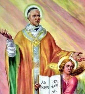 Illustration de saint Jean Eudes avec Jésus et Marie